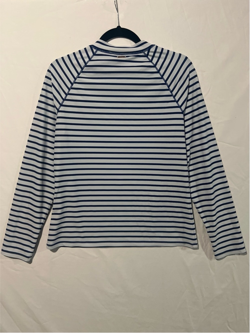 Cabana Life Swim Top Women’s Large Navy Stripe Zipper Rashguard - Picture 3 of 13
